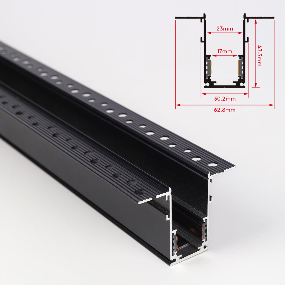 AM-MR-20P15C - (2M) 20 Style Plastering Mounted Magnetic Rail