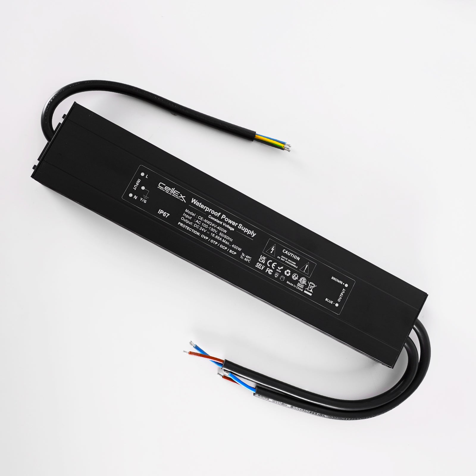 Ultra Slim LED Driver 24V 400W IP67 ETL Listed Class 2, Transformer for LED Lights, Waterproof Power Supply AC 100-130V 50/60Hz