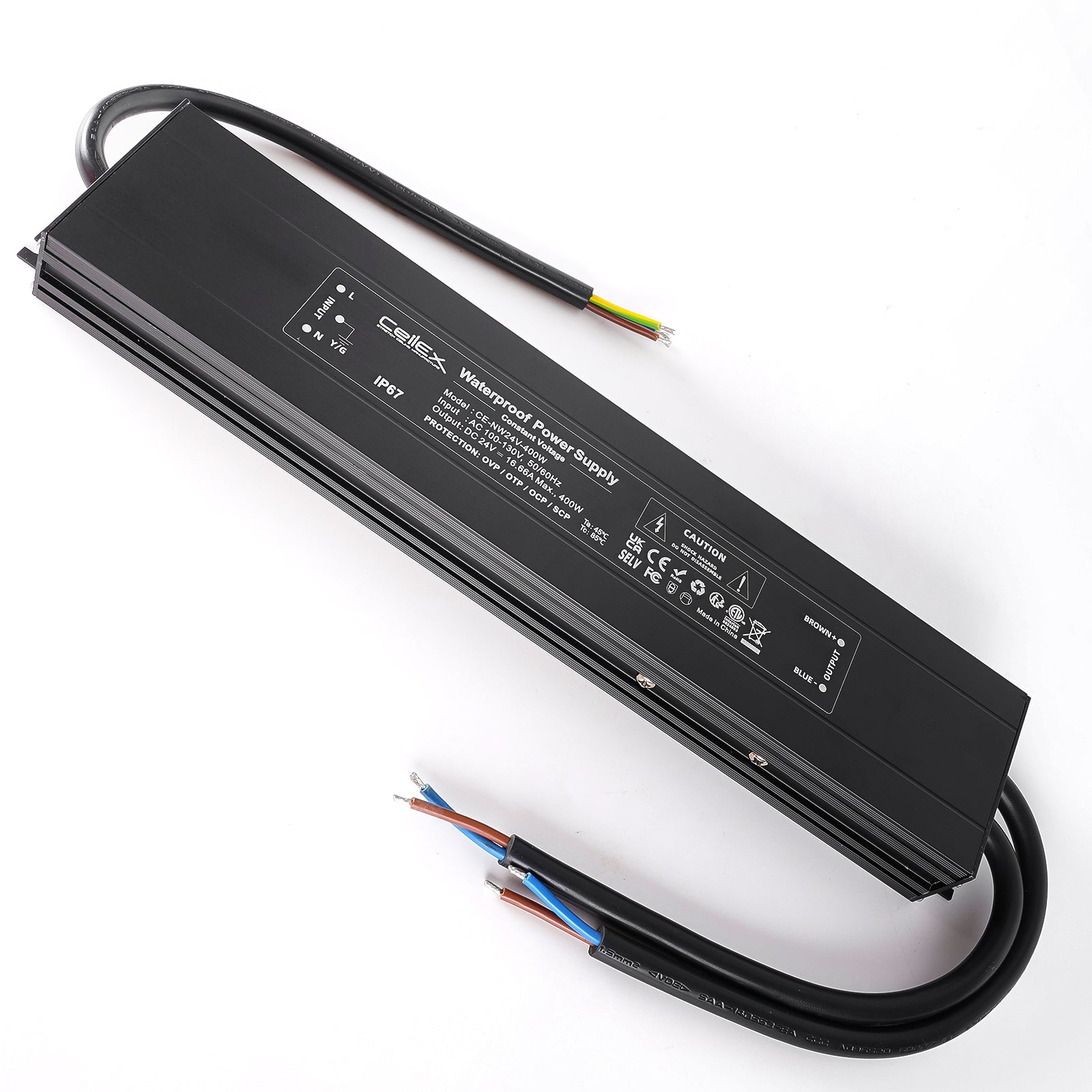 Ultra Slim LED Driver 24V 400W IP67 ETL Listed Class 2, Transformer for LED Lights, Waterproof Power Supply AC 100-130V 50/60Hz