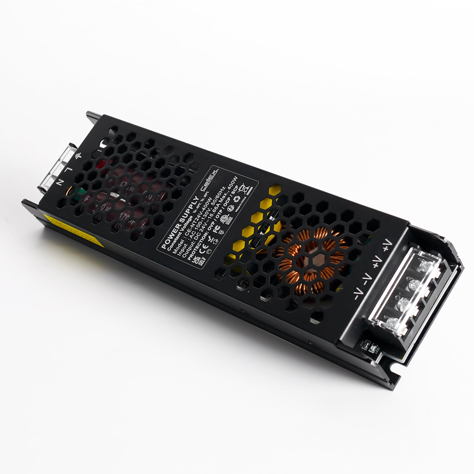 LED Driver 24V 400W IP20 ETL Listed, Power Supply AC 100-130V 50-60Hz, Ultra Slim Fanless Transformer for LED Lights