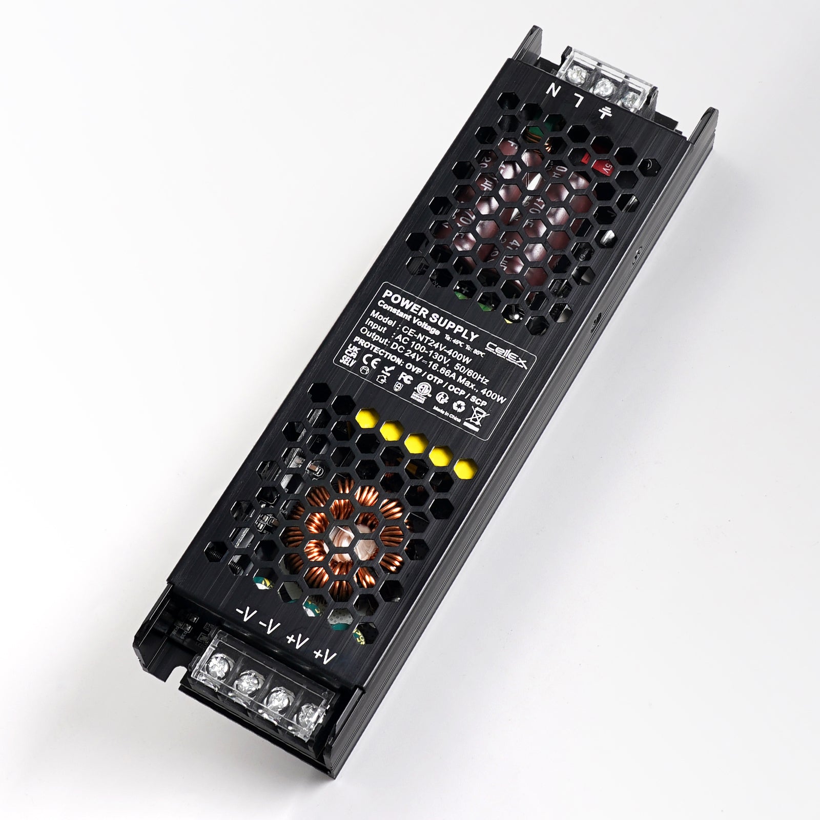 LED Driver 24V 400W IP20 ETL Listed, Power Supply AC 100-130V 50-60Hz, Ultra Slim Fanless Transformer for LED Lights