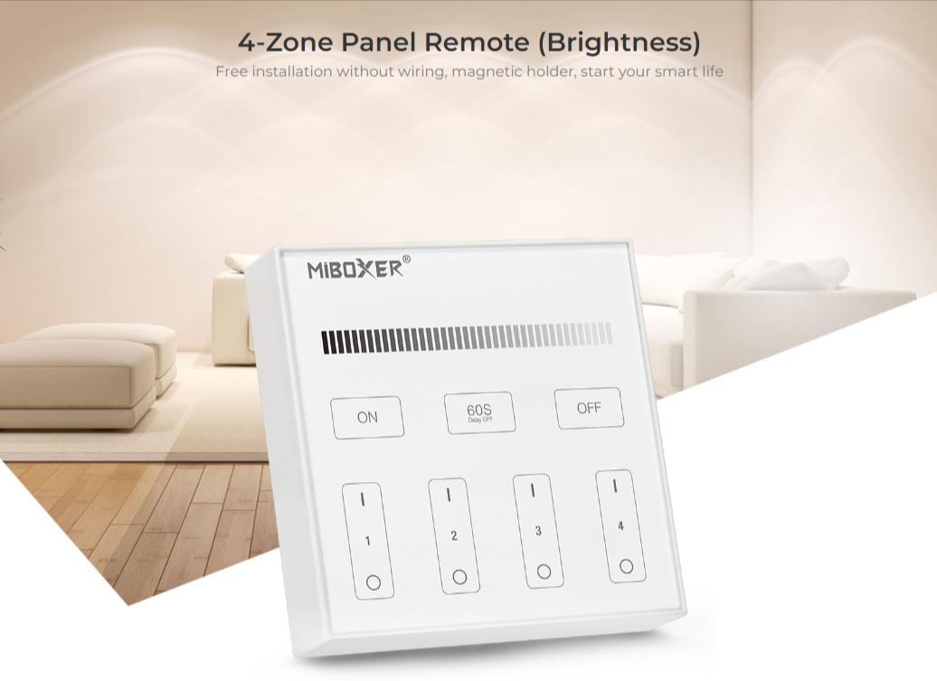 B1-B - 4-Zone Panel Remote (Brightness) Black