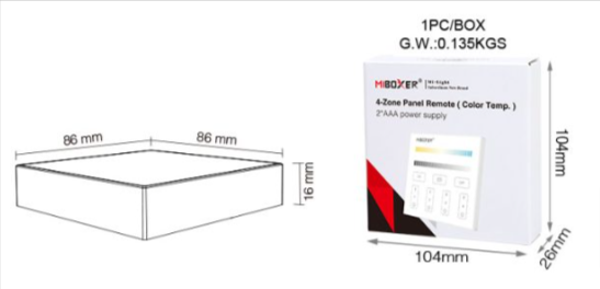 B2 - 4-Zone Panel Remote (Color Temperature)