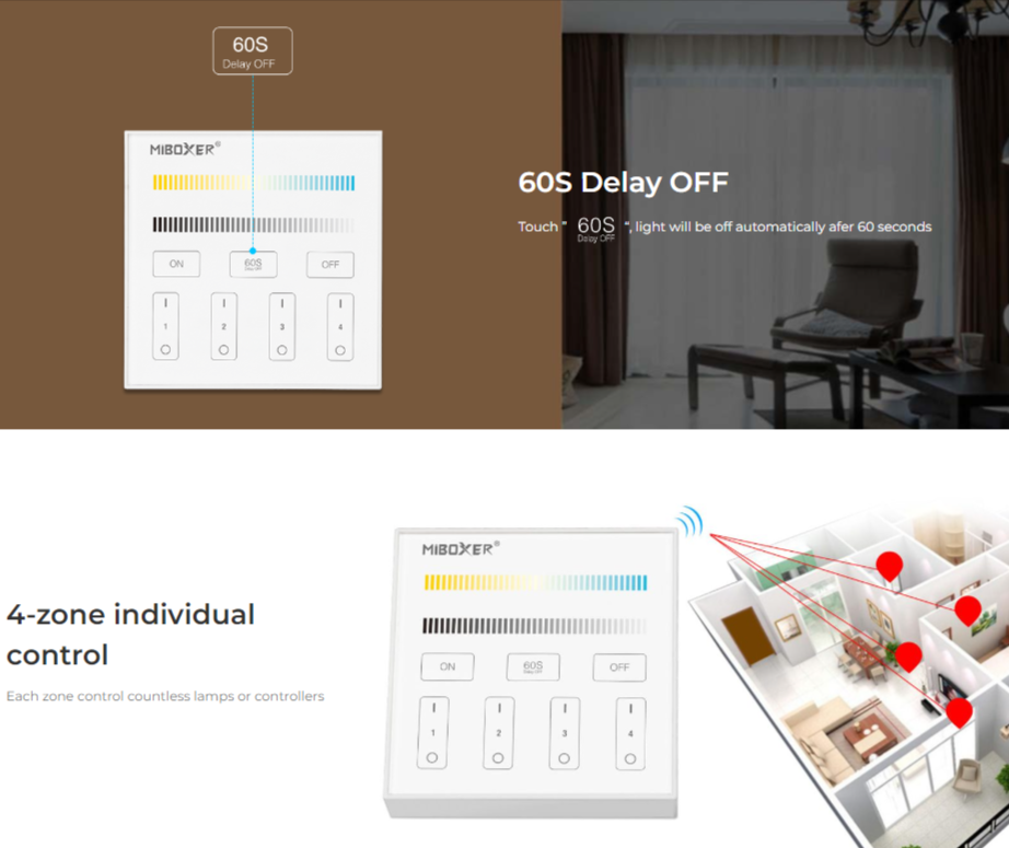B2 - 4-Zone Panel Remote (Color Temperature)
