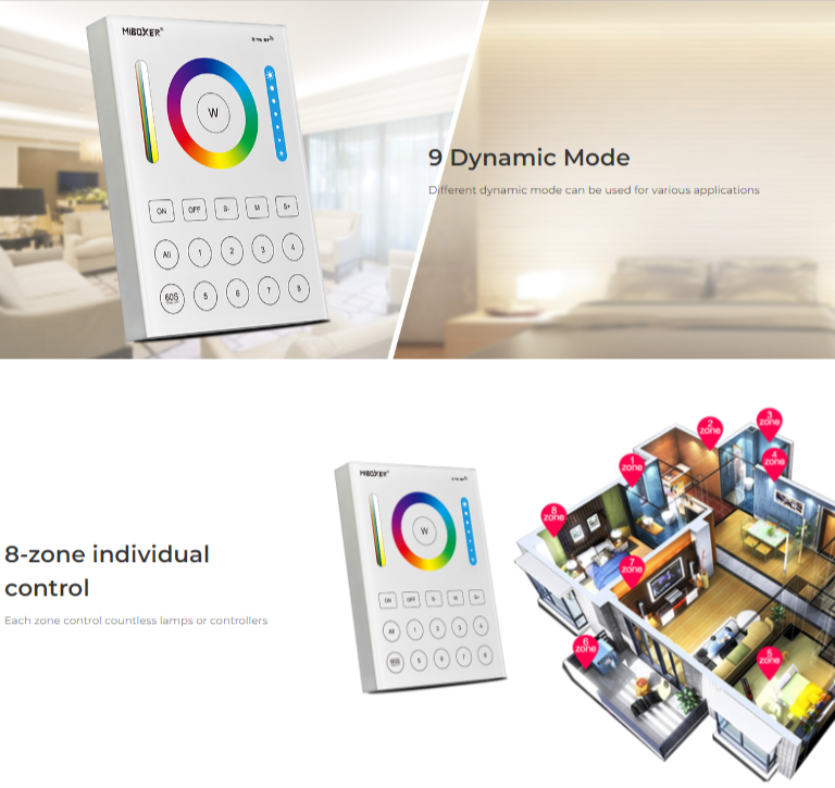 Miboxer B8 - 8-Zone Smart Panel Remote (RGB+CCT) – CEILEX INC
