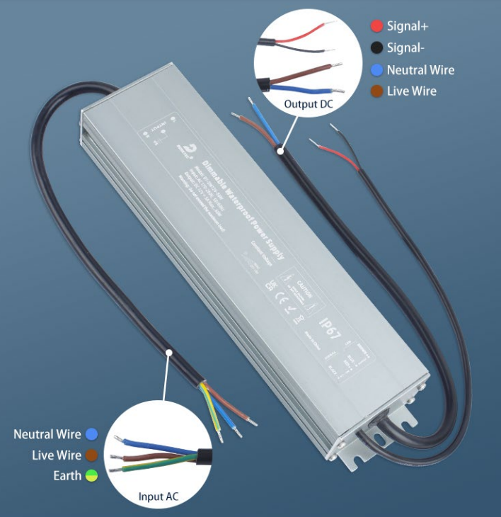 Triac Dimmable LED Driver 24V 300W IP67 ETL Listed Compatible with Lutron Dimmer, Transformer for LED Lights, Slim Waterproof Dimmable Power Supply 3 in 1 PWM.0/1-10V Dimming