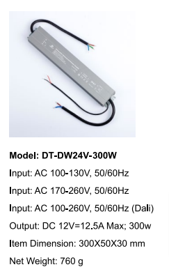 Triac Dimmable LED Driver 24V 300W IP67 ETL Listed Compatible with Lutron Dimmer, Transformer for LED Lights, Slim Waterproof Dimmable Power Supply 3 in 1 PWM.0/1-10V Dimming