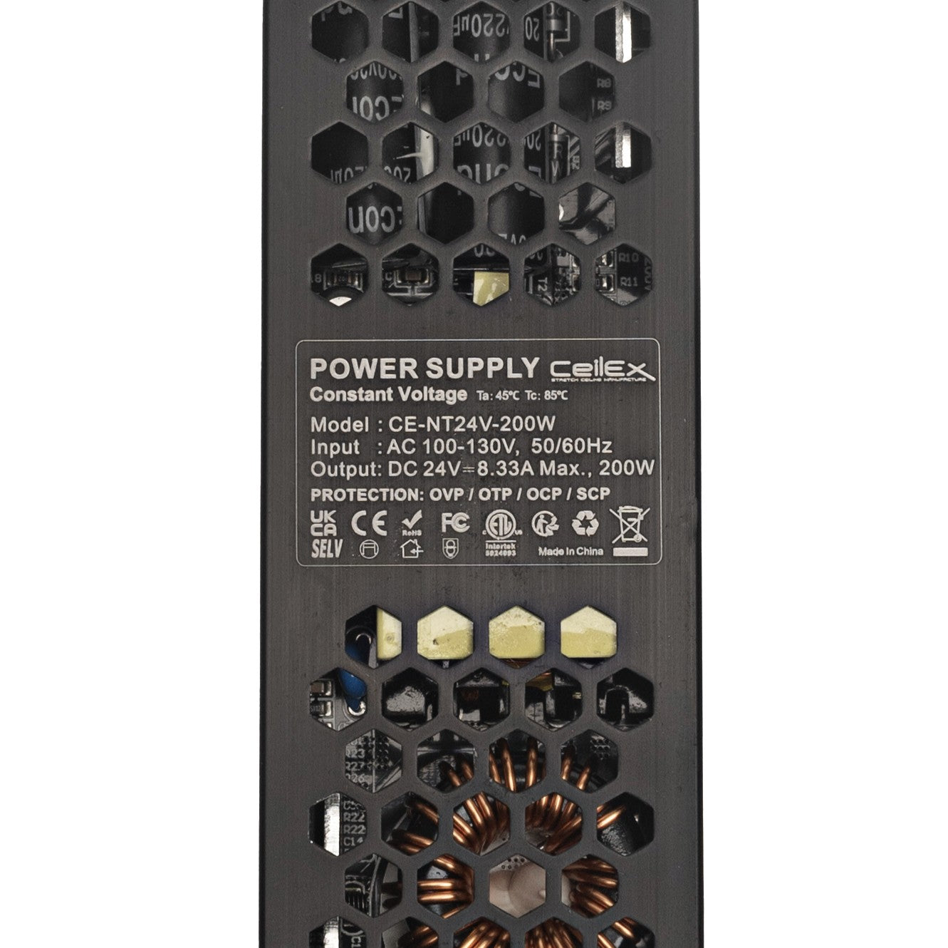 LED Driver 24V 200W IP20 ETL Listed, Power Supply AC 100-130V 50-60Hz, Ultra Slim Fanless Transformer for LED Lights