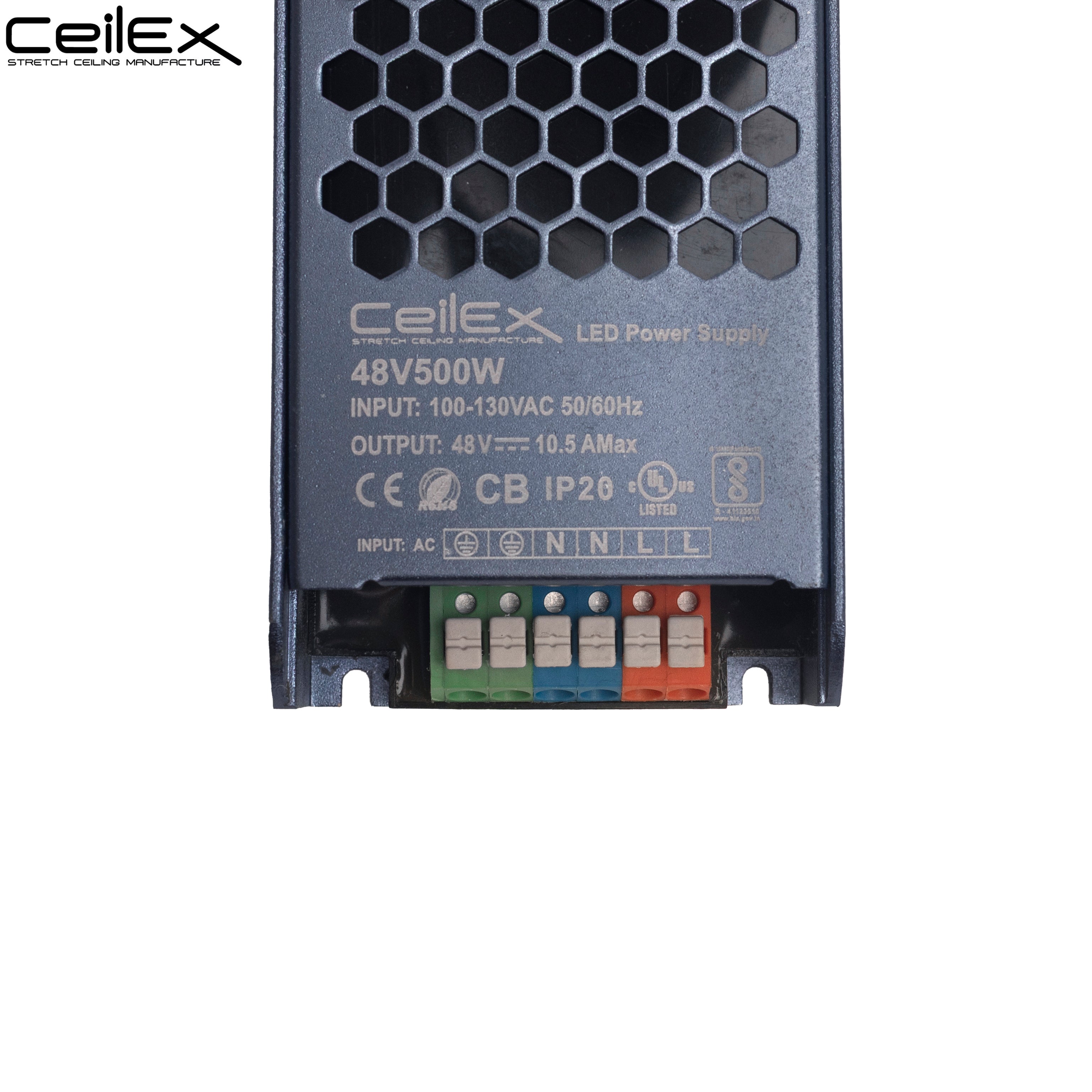 LED Driver 48V 500W IP20 UL Listed, Transformer for LED Lights, LED Power Supply 100-130 VAC 50/60Hz