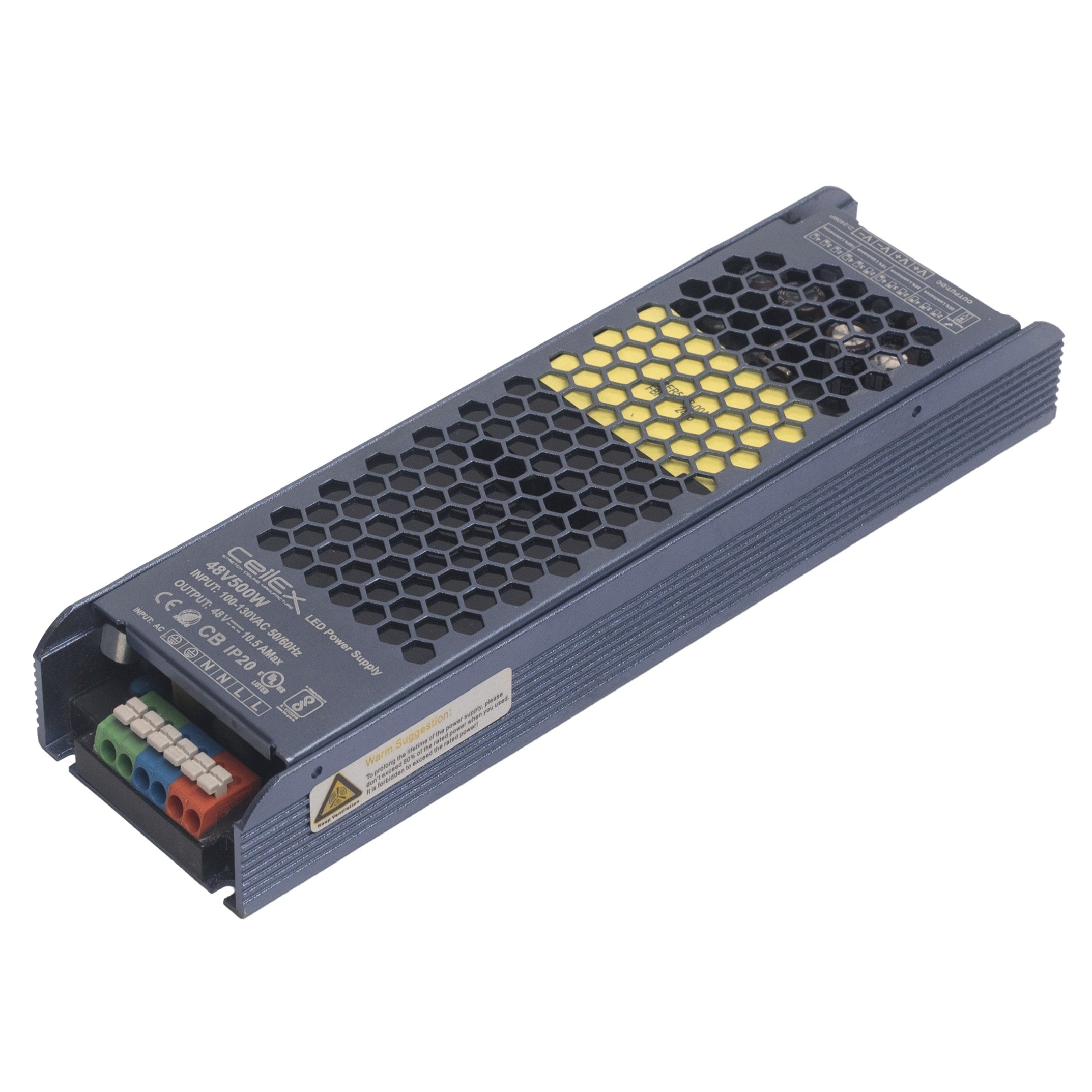 LED Driver 48V 500W IP20 UL Listed, Transformer for LED Lights, LED Power Supply 100-130 VAC 50/60Hz
