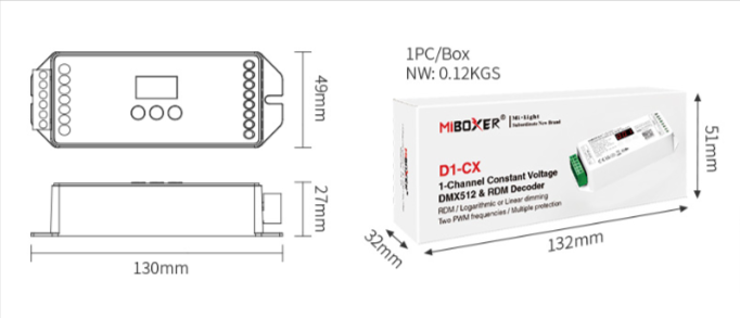 D1-CX - DMX512 1-Channel Constant Voltage DMX512 & RDM Decoder