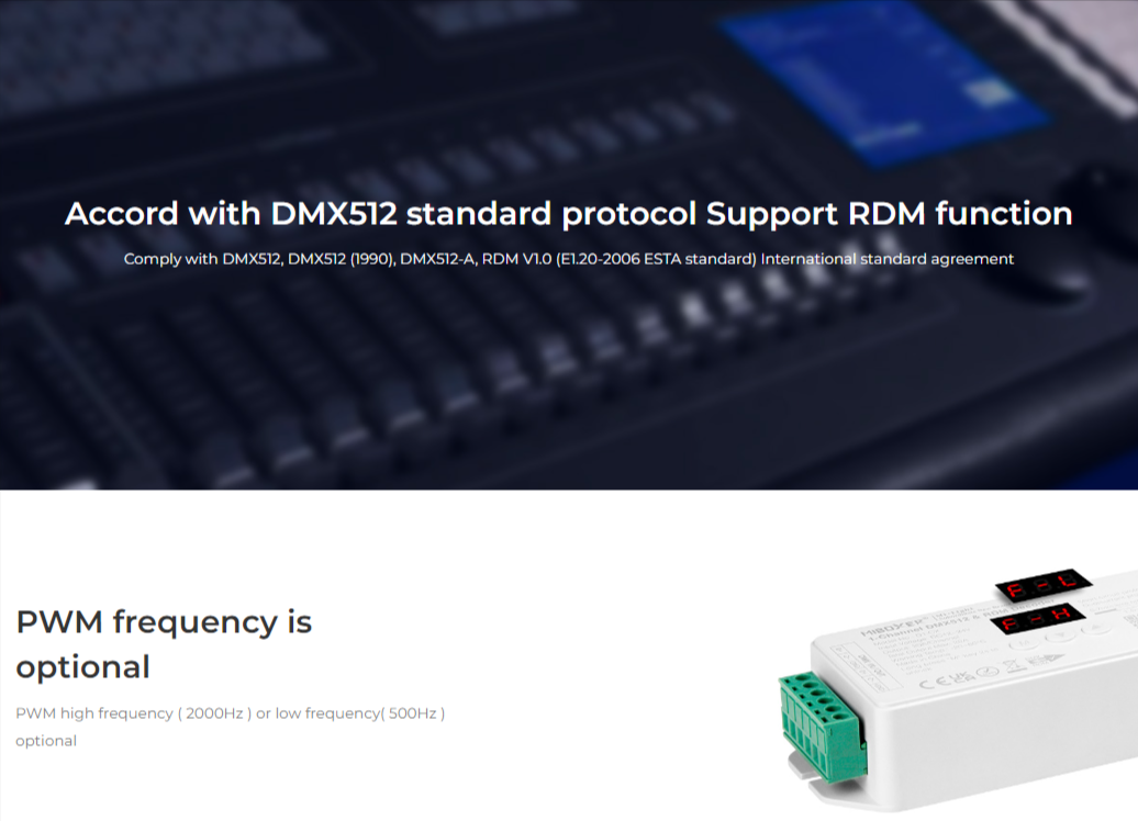D1-CX - DMX512 1-Channel Constant Voltage DMX512 & RDM Decoder