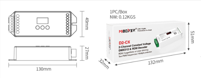 D2-CX - DMX512 2-Channel Constant Voltage DMX512 & RDM Decoder
