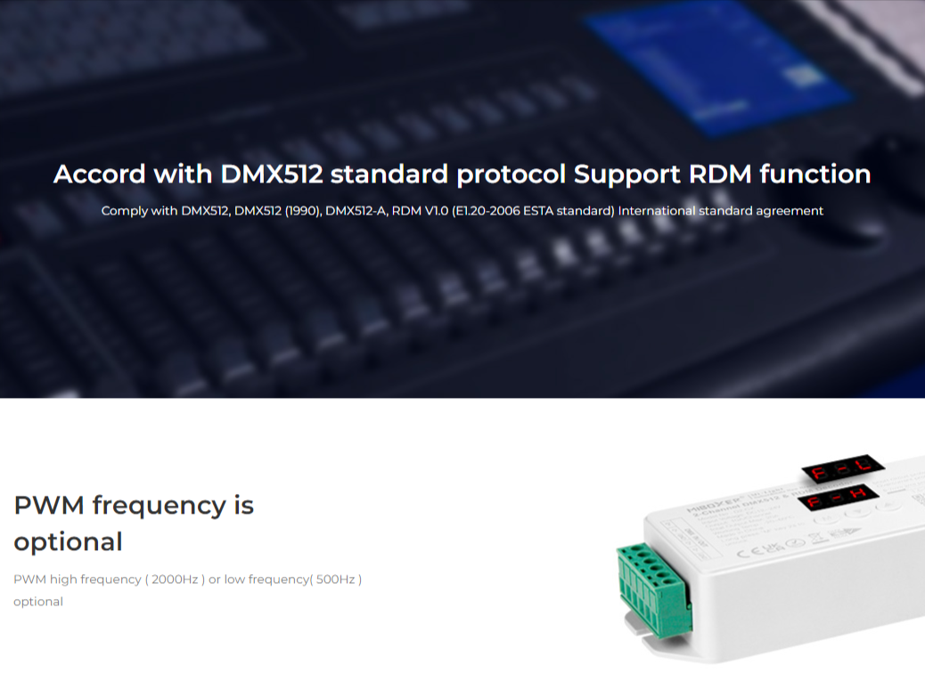 D2-CX - DMX512 2-Channel Constant Voltage DMX512 & RDM Decoder