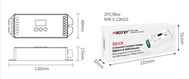 D3-CX - DMX512 3-Channel Constant Voltage DMX512 & RDM Decoder