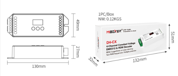 D4-CX - DMX512 4-Channel Constant Voltage DMX512 & RDM Decoder