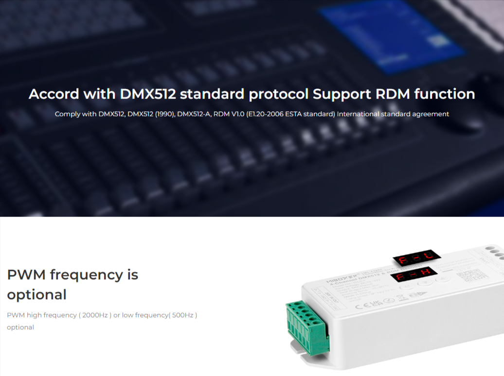 D4-CX - DMX512 4-Channel Constant Voltage DMX512 & RDM Decoder
