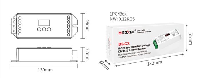 D5-CX - DMX512 5-Channel Constant Voltage DMX512 & RDM Decoder