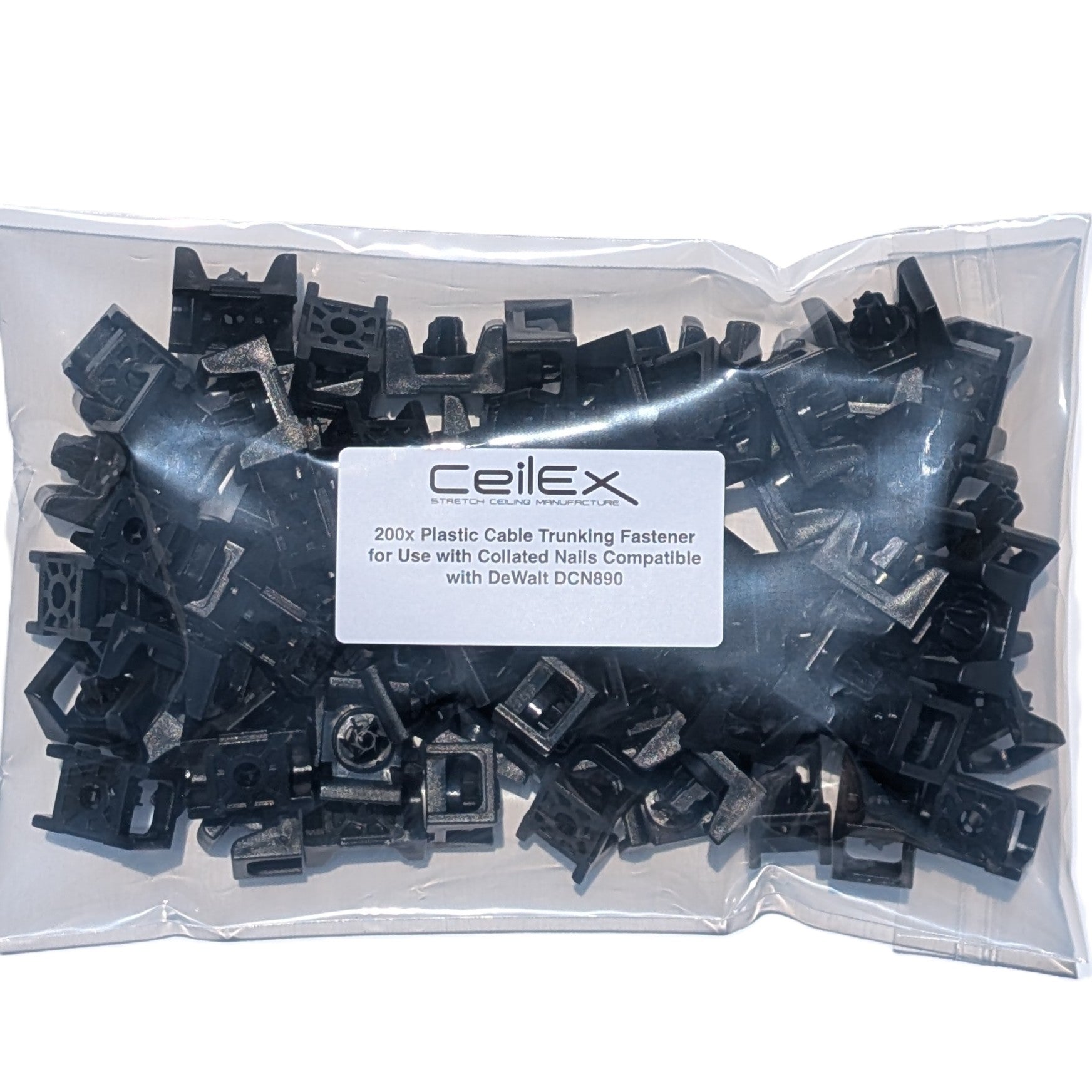 200x Plastic Cable Trunking Fastener for Use with Collated Nails for Hilti BX3, DX351, DX460, DX5, DX6, GX120, GX3 & for DeWalt DCN890