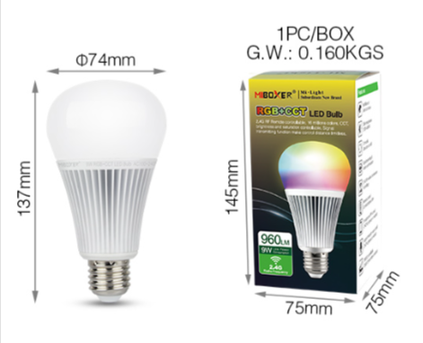 FUT012 - 9W RGB+CCT LED Bulb (2.4G)
