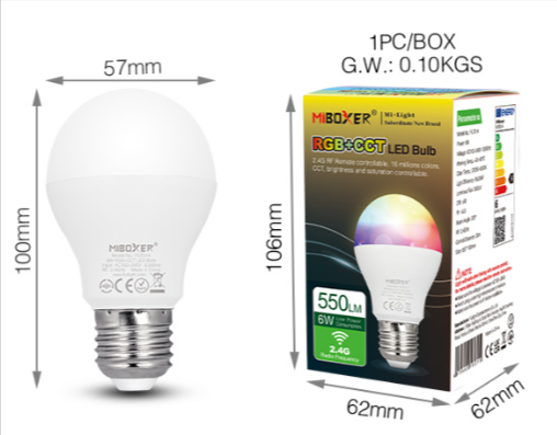 FUT014 E26 - 6W RGB+CCT LED Bulb (2.4G)