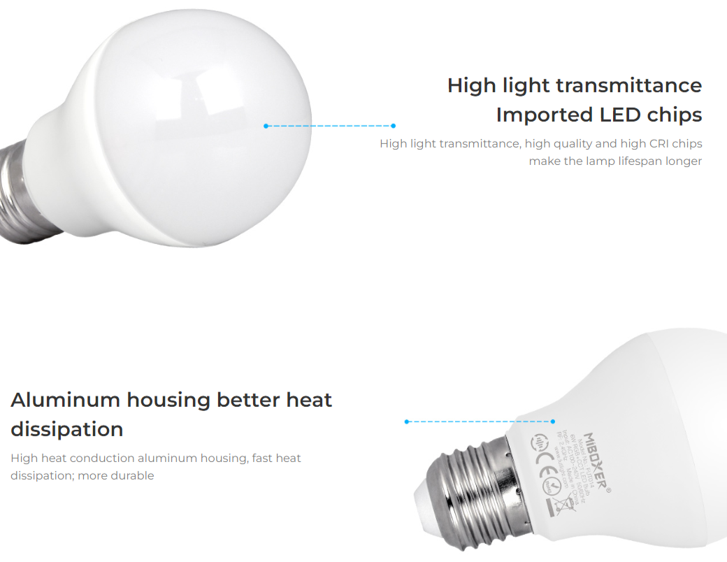 FUT014 E26 - 6W RGB+CCT LED Bulb (2.4G)