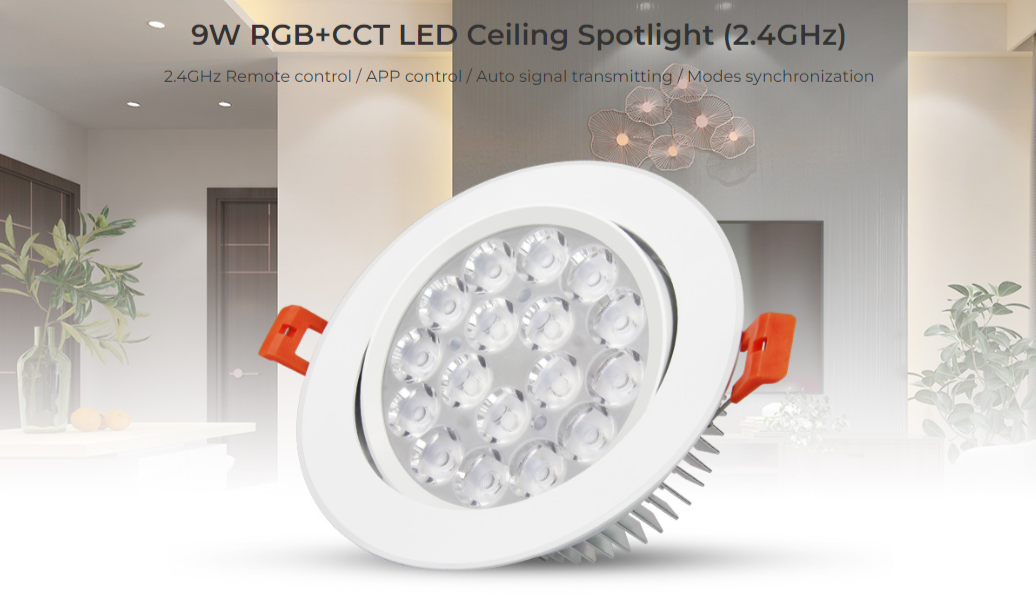 FUT062 - 9W RGB+CCT LED Ceiling Spotlight (2.4GHz)