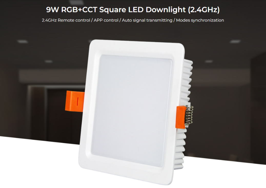 FUT064 - 9W RGB+CCT Square LED Downlight (2.4GHz)