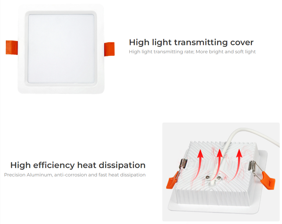 FUT064 - 9W RGB+CCT Square LED Downlight (2.4GHz)