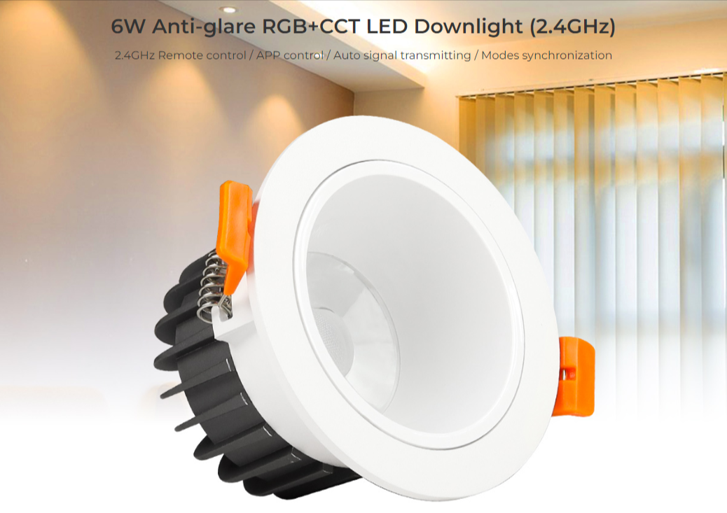 FUT070 - 6W Anti-glare RGB+CCT LED Downlight (2.4GHz)