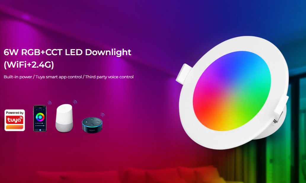 FUT074WR - 6W RGB+CCT LED Downlight (WiFi+2.4GHz)
