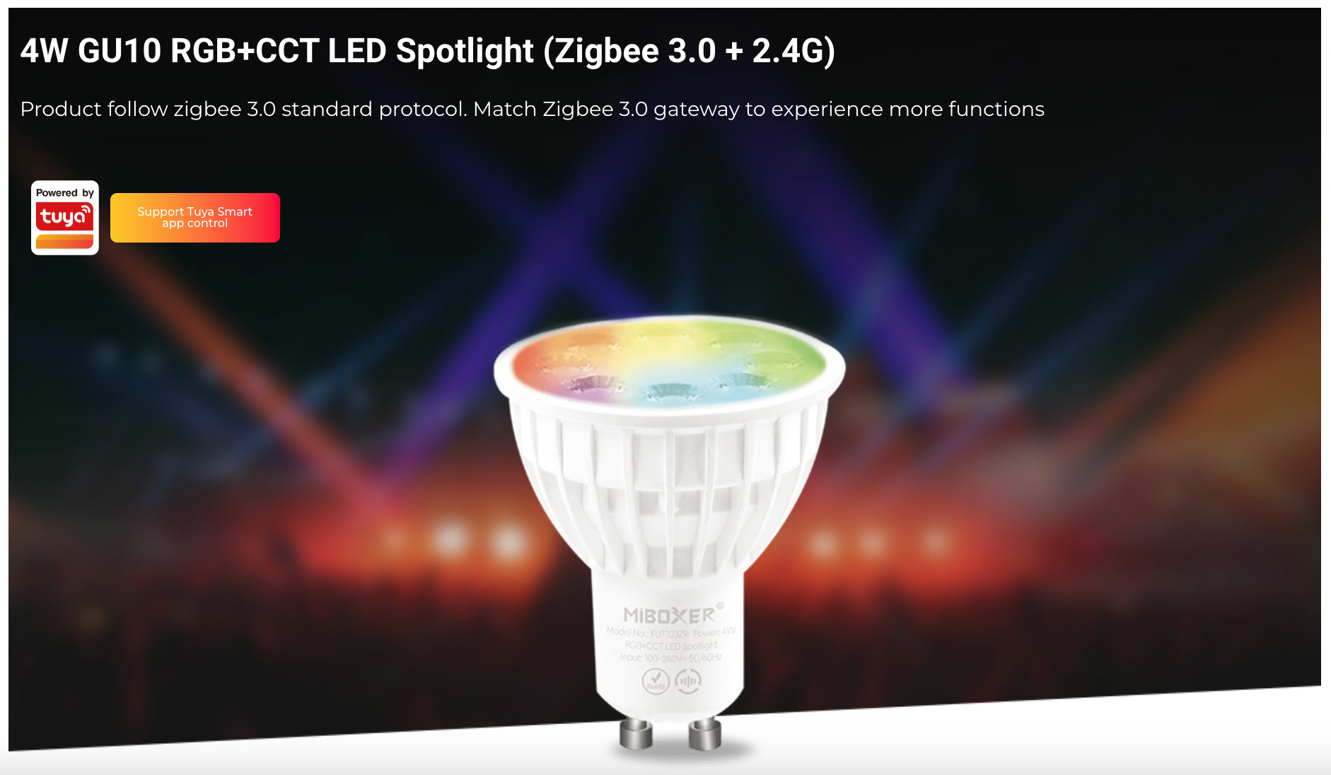 FUT103ZR - 4W GU10 RGB+CCT LED Spotlight (Zigbee 3.0 + 2.4G)