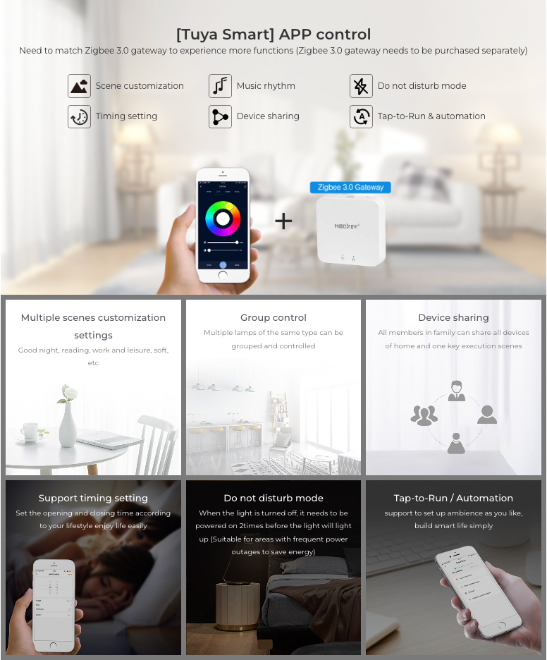 FUT105ZR - 12W RGB+CCT LED Bulb (Zigbee 3.0 + 2.4G)