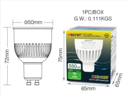 FUT106 - 6W GU10 RGB+CCT LED Spotlight (2.4G)