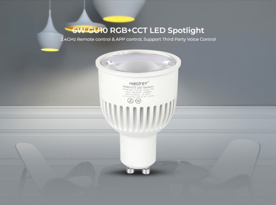 FUT106Z - 6W GU10 RGB+CCT LED Spotlight (Zigbee 3.0)