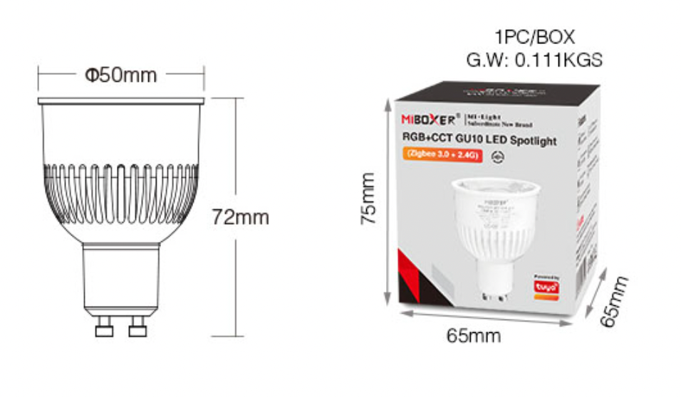 FUT106ZR - 6W GU10 RGB+CCT LED Spotlight (Zigbee 3.0 + 2.4G)