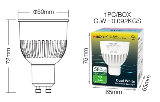 FUT107 - 6W GU10 Dual White LED Spotlight (2.4G)