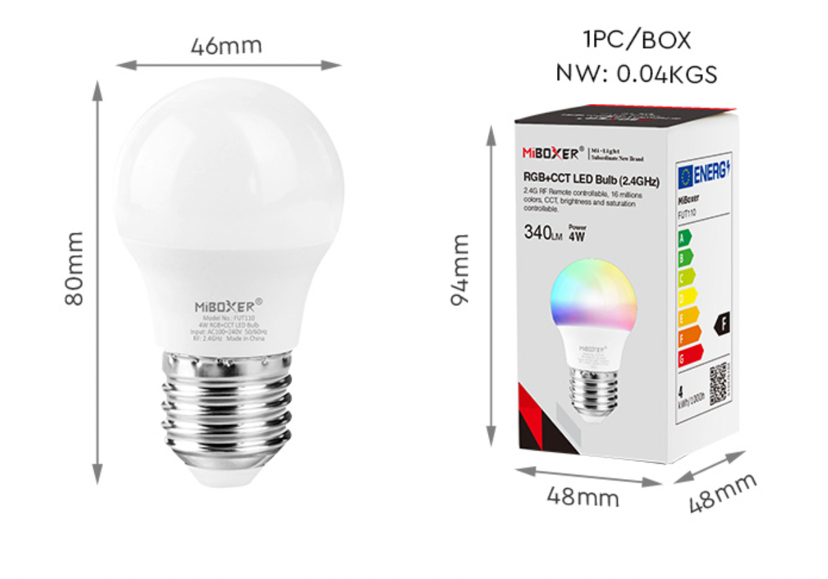 FUT110 E26 - 4W RGB+CCT LED Bulb (2.4G)