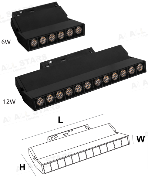 AS-Z20-220-12G - 12W Black Foldable Magnetic Grille Light (Zigbee + 3CCT)