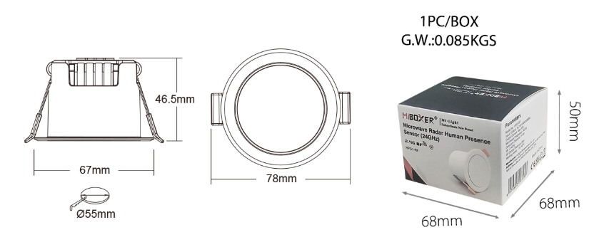 HPS1-RF - Microwave Radar Human Presence Sensor (24GHz)