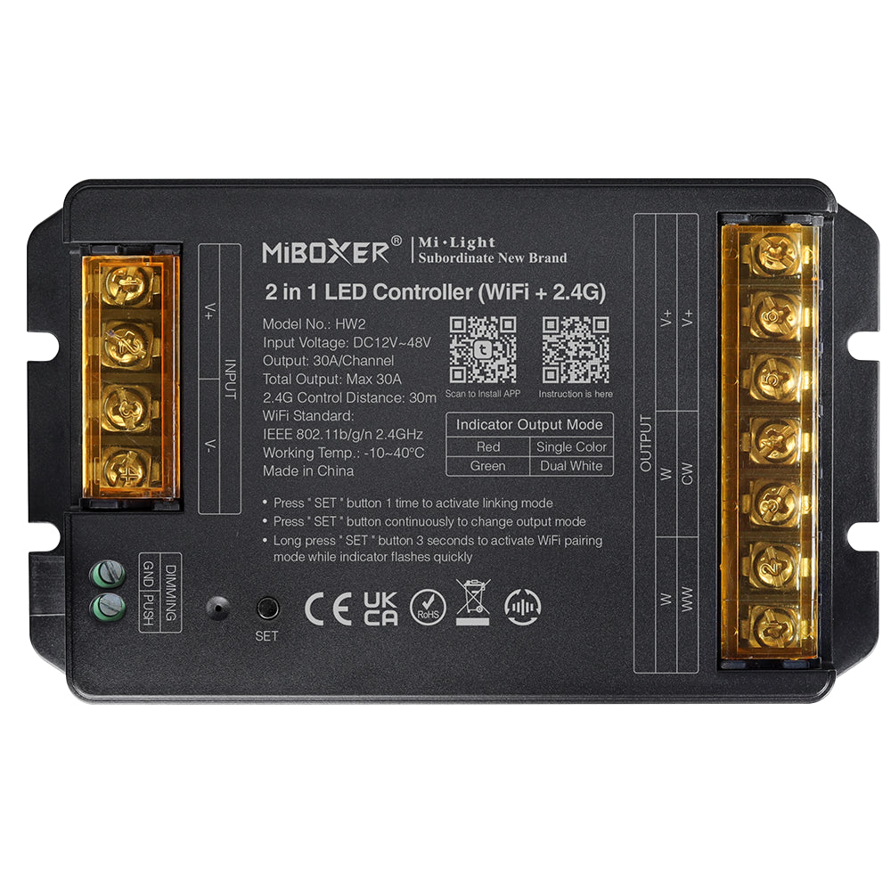 HW2 - 2 in 1 LED Controller (WiFi+2.4G) Output Max 30A