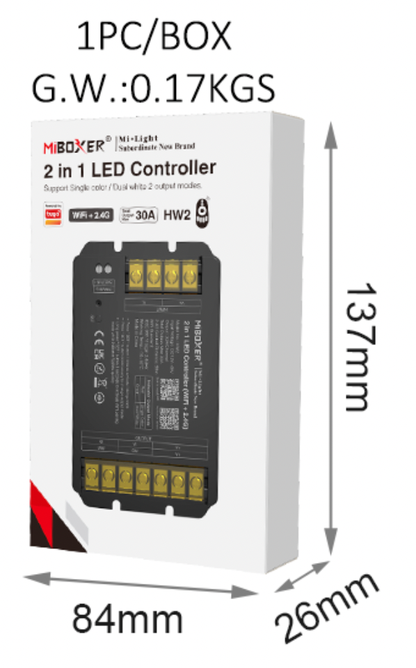 HW2 - 2 in 1 LED Controller (WiFi+2.4G) Output Max 30A