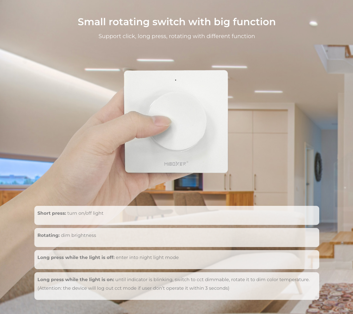 K1-B - 1-Zone Rotating Switch CCT Remote Black