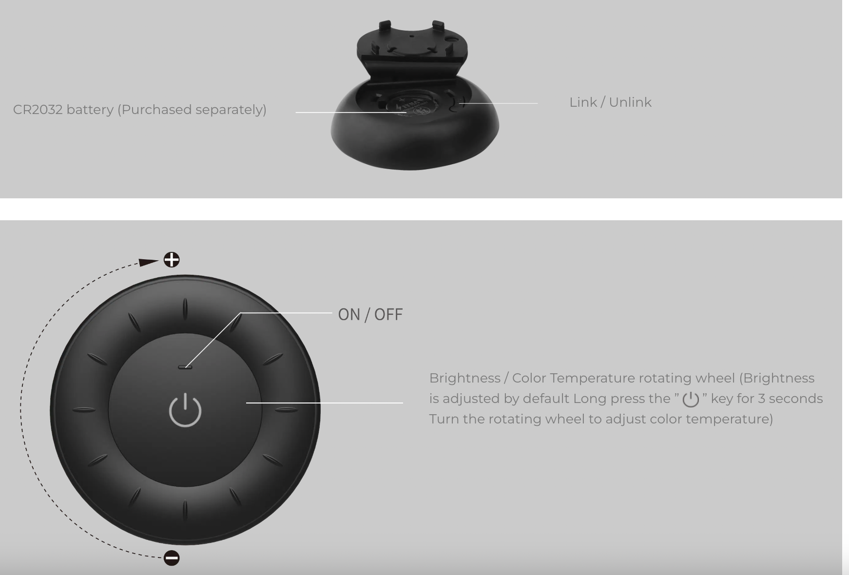 K3S-B - 1-Zone Mini Rotating Wheel CCT Remote Black