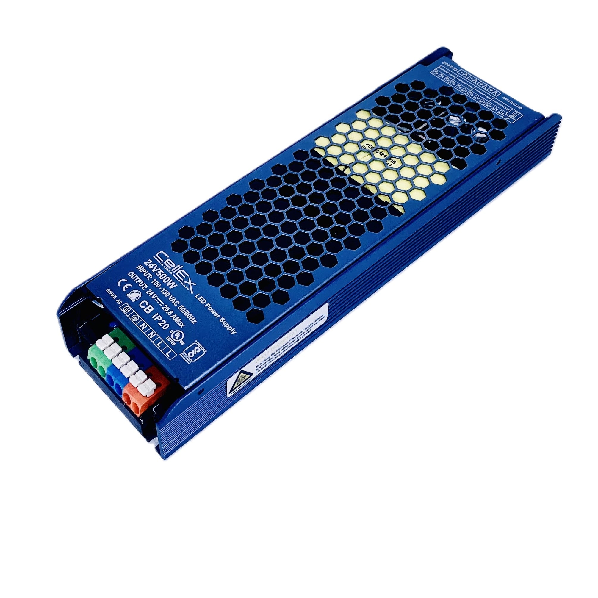 LED Driver 24V 500W IP20 UL Listed, Transformer for LED Lights, LED Power Supply 100-130 VAC 50/60Hz