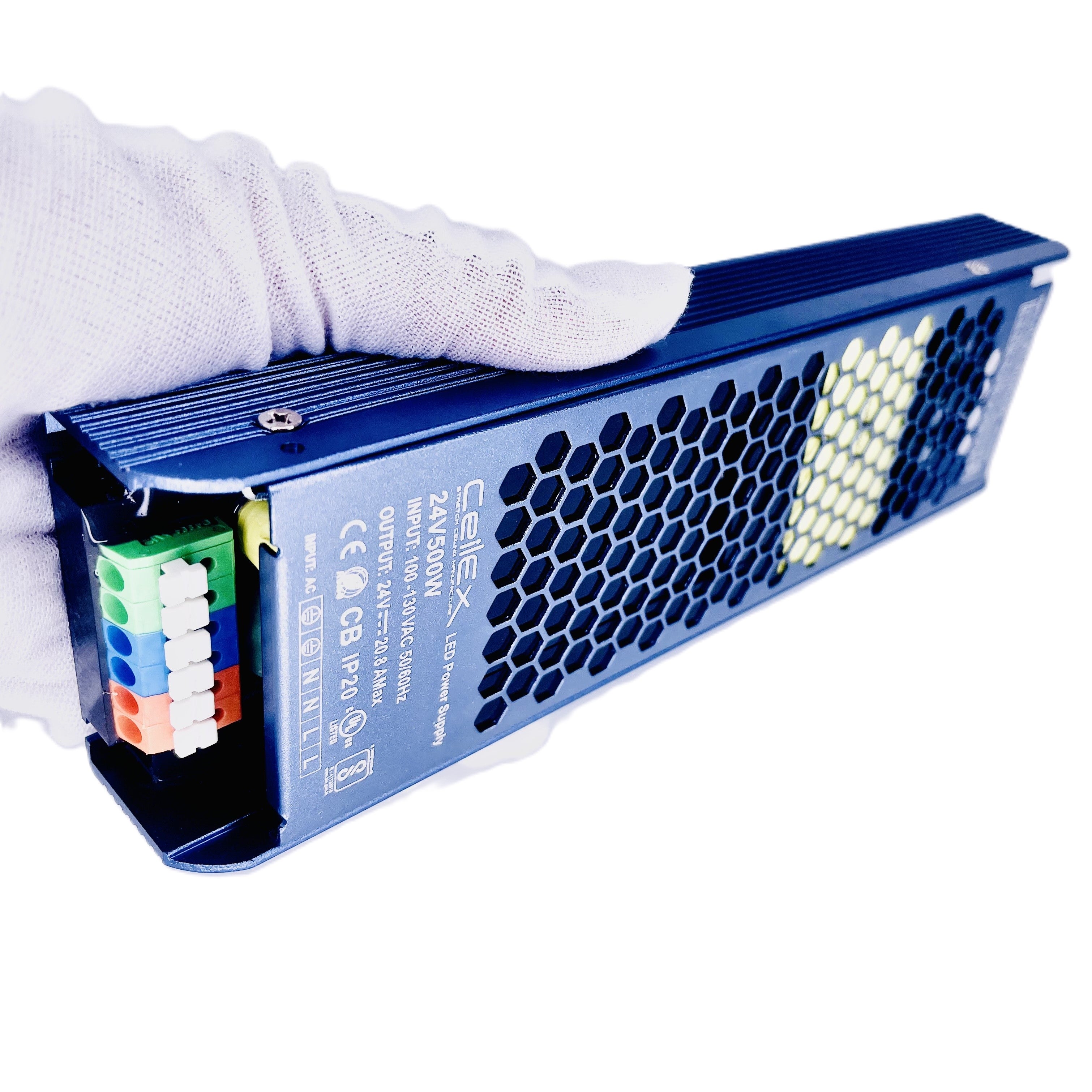 LED Driver 24V 500W IP20 UL Listed, Transformer for LED Lights, LED Power Supply 100-130 VAC 50/60Hz