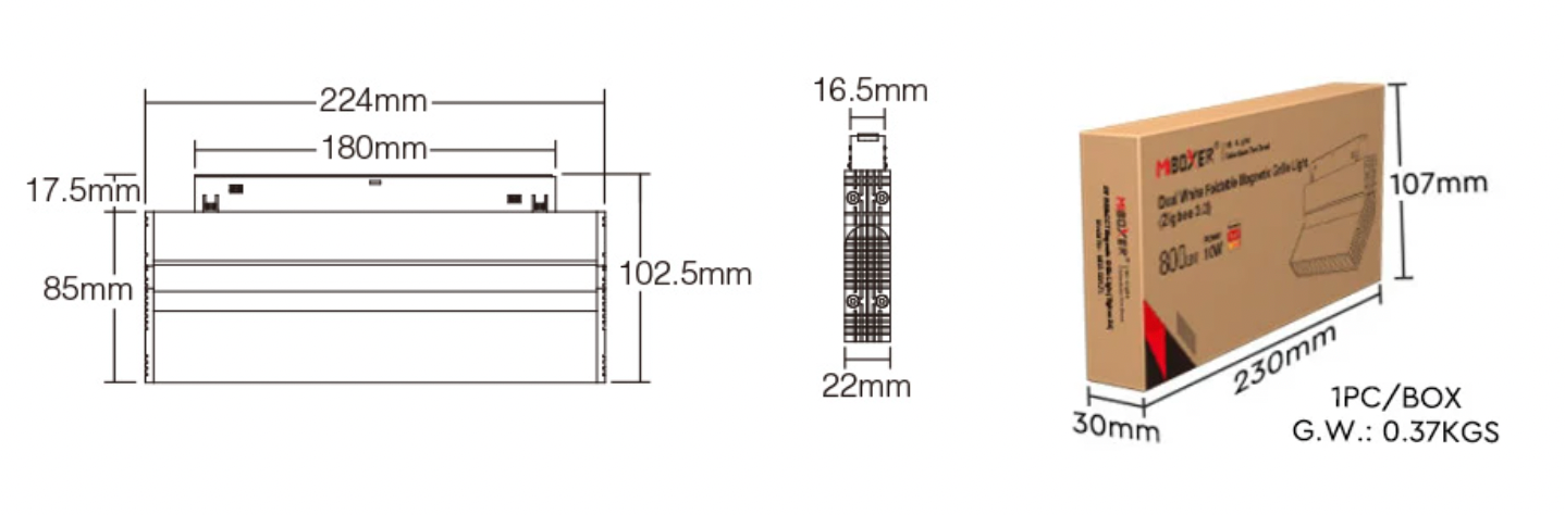 MG2-10F-ZL (Upgraded) - 10W Dual White Foldable Magnetic Grille Light (Zigbee 3.0 + 2.4G)