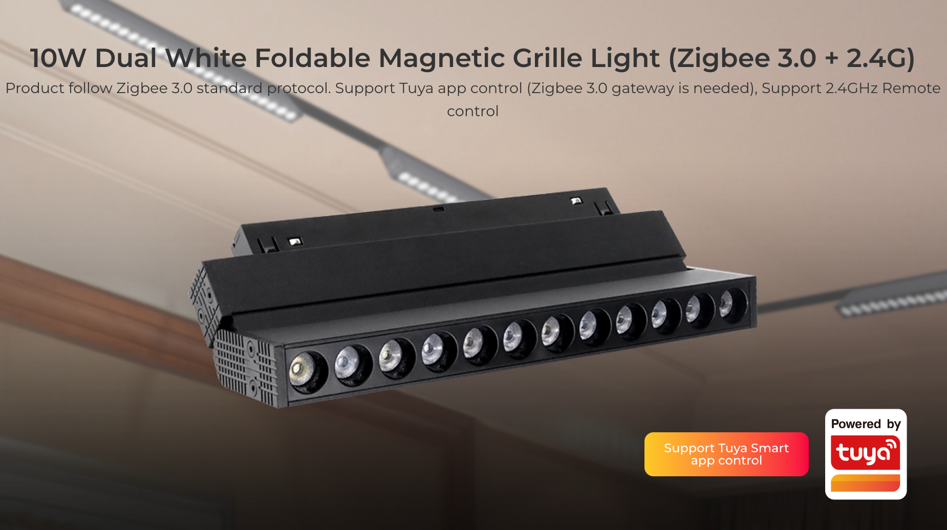 MG2-10F-ZL (Upgraded) - 10W Dual White Foldable Magnetic Grille Light (Zigbee 3.0 + 2.4G)