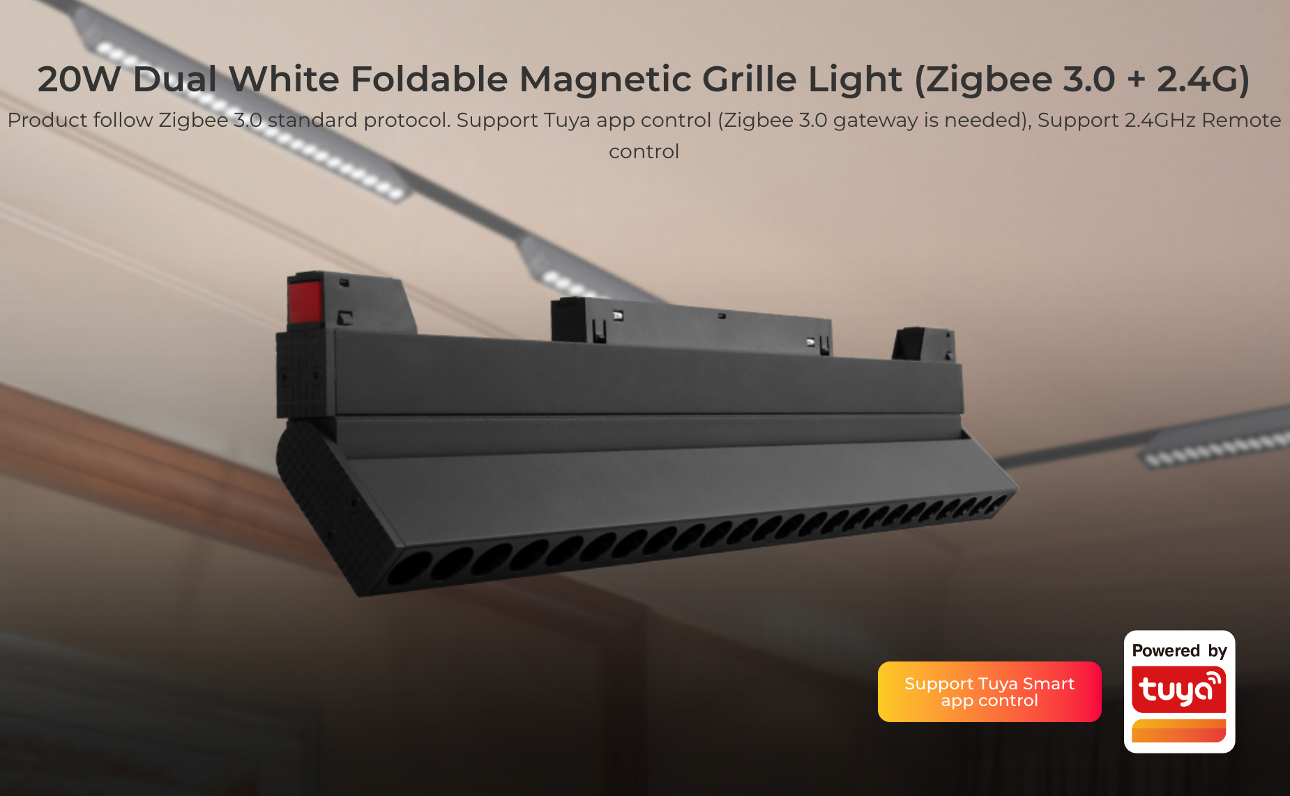 MG2-20F-ZL (Upgraded) - 20W Dual White Foldable Magnetic Grille Light (Zigbee 3.0 + 2.4G)