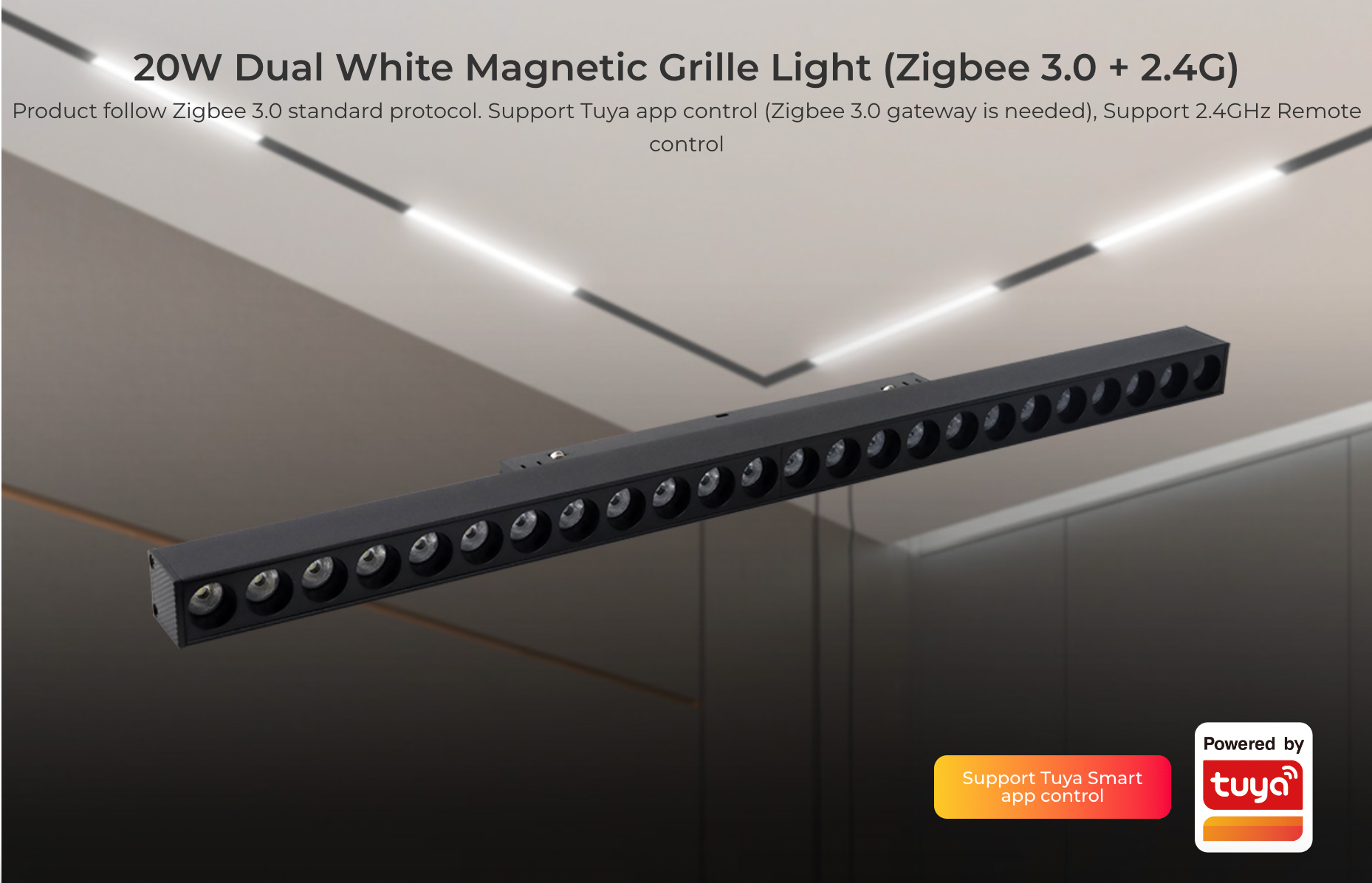 MG2-20N-ZL (Upgraded) - 20W Dual White Magnetic Grille Light (Zigbee 3.0 + 2.4G)